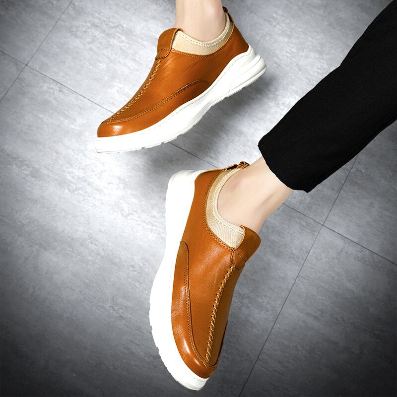 Advbridge men Loafers Genuine Leather Slip On Casual Men Shoes Brand Blue Loafers Man Mocasines Hombre Breathable Flats Male Footwear