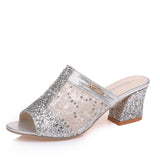 Advbridge Plus Size 42 43 Summer Pumps For Women Casual Shoes Womans Sandals 6.5cm High Heels Mesh Blingbling Female Heeled Shoes Sandals