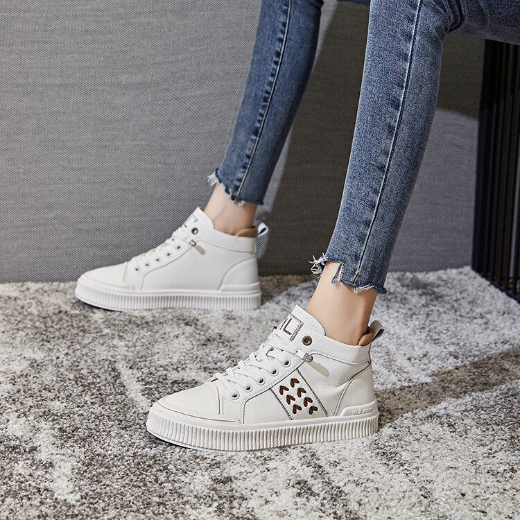 Advbridge Casual Platform Shoes Women's Sneakers  New Fashion Designer Tennis Female Elegant White Flat Shoes Female High Top Footwear