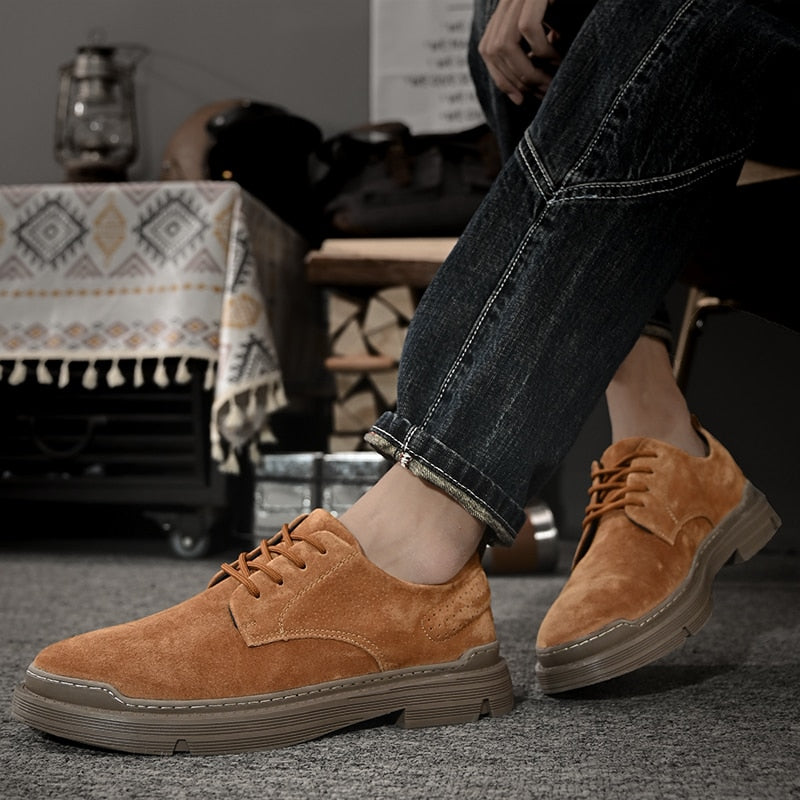 Advbridge Leather Casual Shoes Men Non-Slip for Men Classic Oxfords Shoes Handmade Non-Slip Hiking Shoes Lace-Up New Men's Shoes