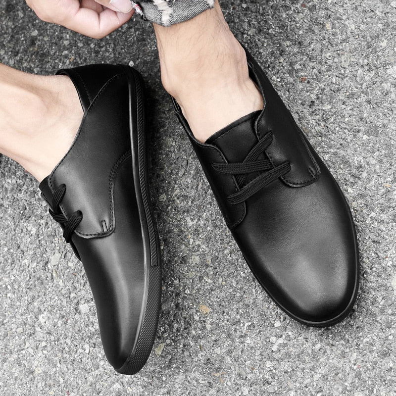Advbridge Genuine Leather Men Casual Shoes Italian Mens Oxfords Breathable White Sneakers Male Driving Loafers Daily Office Formal Shoes
