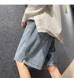 Advbridge Summer New Men's Loose Short Jeans Neutral Denim Shorts Chic Side Vent Straight Short Pants Male Streetwear Casual Shorts 5XL-S