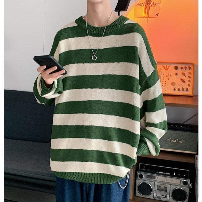 Advbridge Spring Autumn Winter Fashion Man Casual Men's Loose Tess Cool Boys Pullover Knitted Sweater Soft Stripes Tops