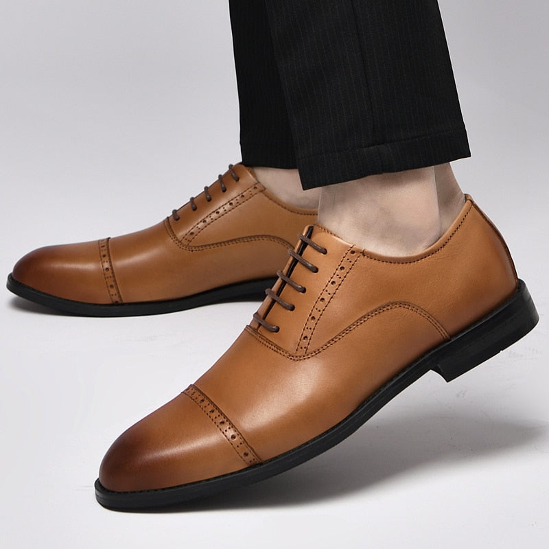 Advbridge Luxury Brand Mens Oxford Shoes Genuine Leather Male Suit Flats Classic Business Shoes Formal Dress Footwear Stylish Derby Shoes