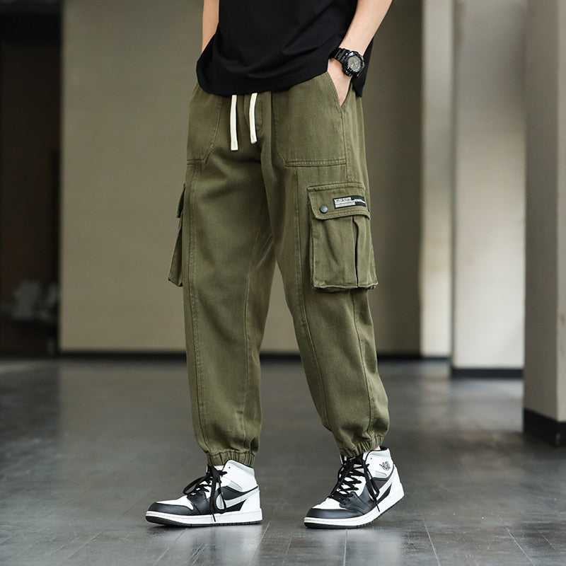 Advbridge New Multi-Pockets Sweatpants Cotton Men Baggy Joggers Cargo Pants Breathable Loose quality Outdoor Neutral Harem Trousers 8XL