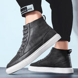 Advbridge Trendy Men's Casual Shoes High Top Sneakers Men Leather Handmade Italian Mens Shoes Brand Designer Skate  Footwear Man Moccasins