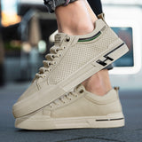 Advbridge Leather Classic Skate Shoes Men New Simple Casual Shoes Men Lace-Up for Men Sneakers Fashion Male Hollow Out Walking Shoes