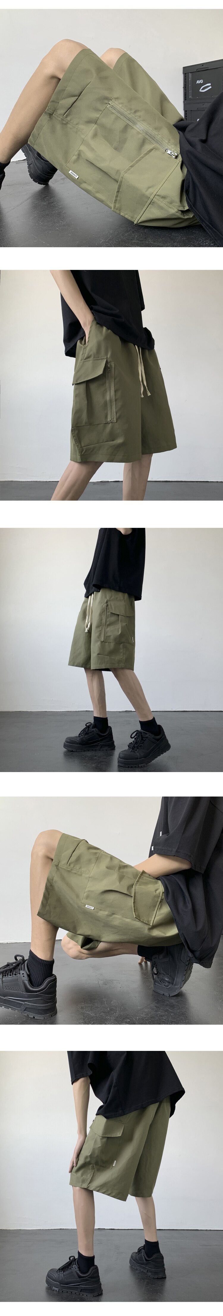 Advbridge Side Zip Design Baggy Shorts for Mens Korean Fashion Trends Oversized Streetwear Teenage Plus Size Cargo Pants Hawaiian Clothing