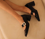 Advbridge Mary Jane Shoes Retro Style High Heel Elegant Women Pumps 6cm Crystal Lady Shoes SquareToe Spring Atumn Real Leather talon femme