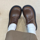 Advbridge Fashion Female Shoes Casual Outside Round Toe Flats Student Uniform Lolita Platform Rubber Ladies Loafers  Women Mary Janes