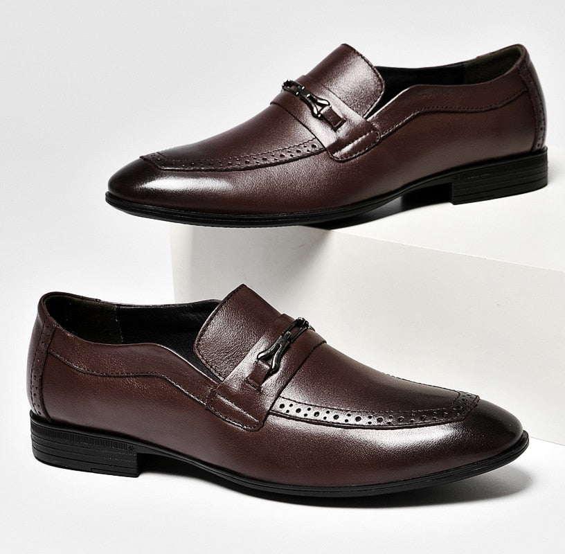 Advbridge Men Brogue British Oxford Dress Shoes Big Size 49 Male Gentleman Leather Footwear Flats Men Loafers Vintage Genuine High Quality