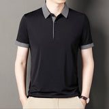 Advbridge Summer New Men's Short Sleeve Polo Shirt Lapel Casual Fashion Tees Shirts Solid Patchwork Pullover Casual Oversize Clothing