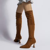Advbridge Shoes  Women's Rubber Boots Sexy Thigh High Heels High Sexy Luxury Designer Boots-Women Rain Pointy Large Size Leather Ladies Ov
