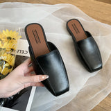 Advbridge New Women PU Leather Sandals and Slippers Simple Fashion Casual Mules