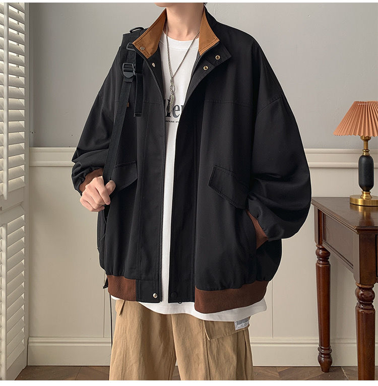 Advbridge Autumn Winter Solid Versatile Casual Men Loose Sporty Cool Boys Soft Jacket Outdoor Functional Couple Workwear Solid Patchwork