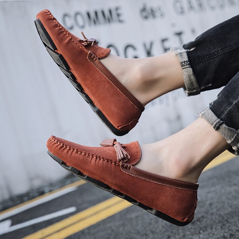 Advbridge Summer Fashion suede loafers mens Soft Bottom Casual shoes Breathable all-match boat shoes Lightweight driving flats Mocasins