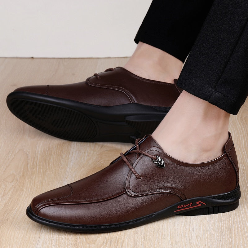 Advbridge Fashion Mens Oxfords Shoes Lightweight Men Casual Shoes Genuine Leather Handmade Men Business Shoes All-match Male Shoes
