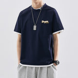 Advbridge Summer Men's T-Shirt Young Chest Pocket Design Losse Casual Short Sleeved Shirt Fashion Hip Hop Unisex College Simple Top 2023