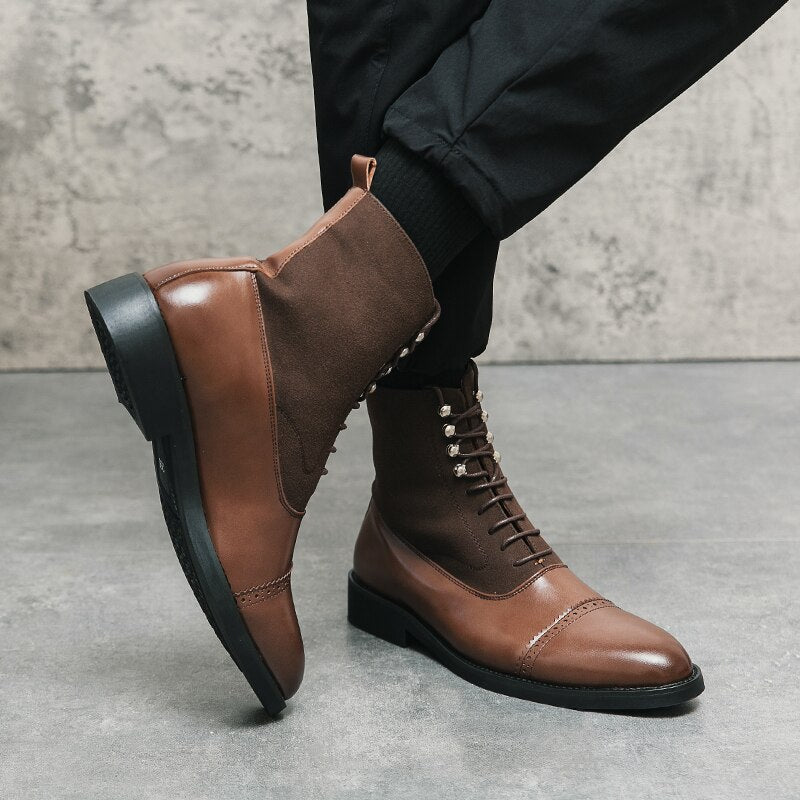 Advbridge Brand Luxury Designer Brand Dress Office Shoes for Men Genuine Leather Fashion Chelsea Casual Boots Retro Ankle Boot Footwear