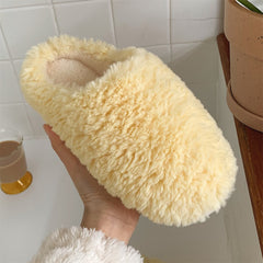 Advbridge Japanese Simple Solid Color House Slippers For Women Girls Cute Fluffy Winter Warm Home Slippers Woman Fur Shoes