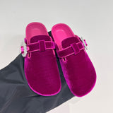 Advbridge Fashion Temperament Flannel Rhinestones Buckle Strap Women's Sandals Early Spring Sexy Round Toe Comfortable Half Slippers