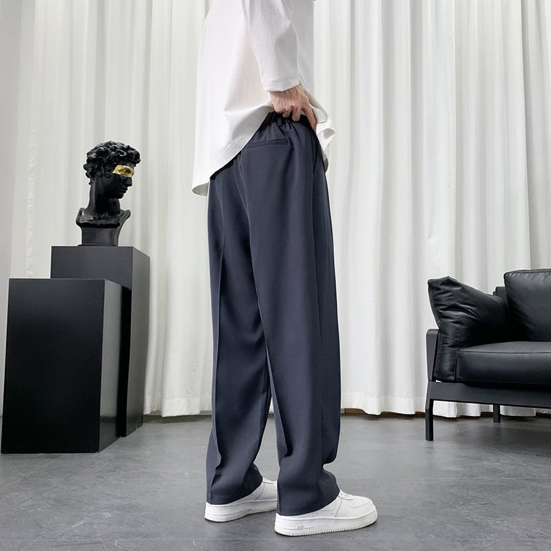 Advbridge New Men Casual Pants Solid Wide Leg Trousers Straight Fashionable  Suit Pants Streetwear Comfortable Fabric Oversize Unisex