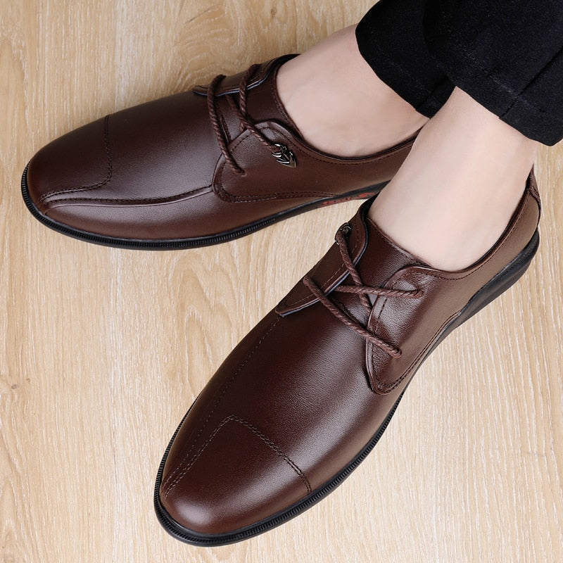 Advbridge Fashion Mens Oxfords Shoes Lightweight Men Casual Shoes Genuine Leather Handmade Men Business Shoes All-match Male Shoes