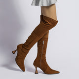 Advbridge Shoes  Women's Rubber Boots Sexy Thigh High Heels High Sexy Luxury Designer Boots-Women Rain Pointy Large Size Leather Ladies Ov