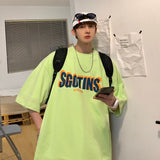 Advbridge Oversized Letter Print Cotton T Shirts Mens Summer Fashion Graphic Streetwear Teenage Loose Crewneck Pullover Tops Casual Tees