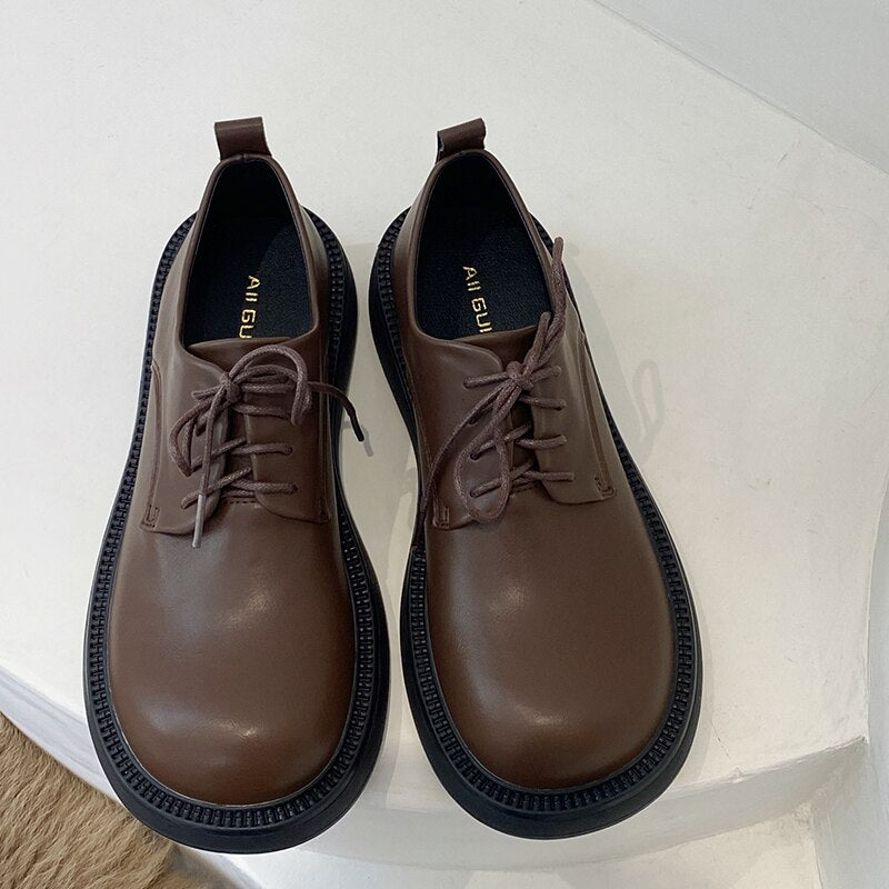Advbridge Fashion Female Shoes Casual Outside Round Toe Flats Student Uniform Lolita Platform Rubber Ladies Loafers  Women Mary Janes