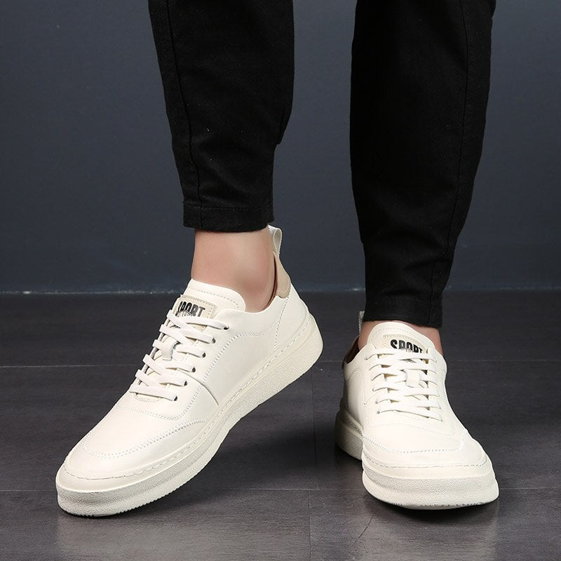 Advbridge New Leather Men's Casual Shoes Fashion Brand male Footwear High Quality Leisure Office shoes classic white daily outdoor flats