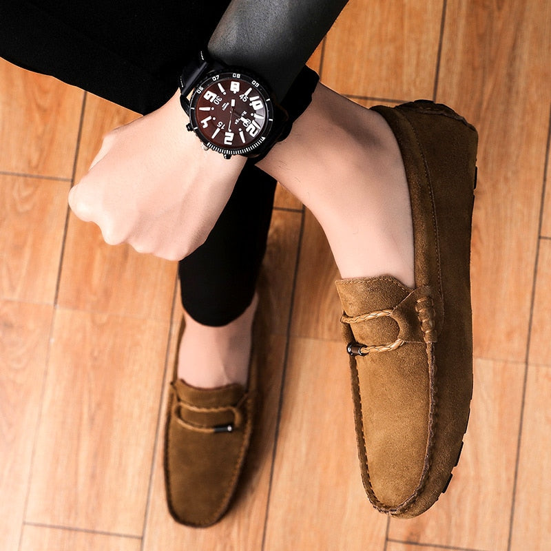 Advbridge Summer Men Loafers Sude Leather Casual Shoes Fashion Slip on Driving Shoes Breathable Moccasins Big Size 38-49 Leisure Walk