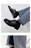 Advbridge NEW Classic Men and Women Black Eagle Claw Lace-Up Derbys patent leather Split Toe Casual Shoes INS HOT Statement Flats