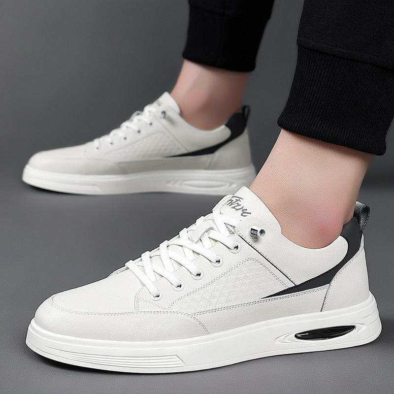 Advbridge Leather All-match Mens Sneakers Non-Slip Skate Shoes Men Men New Arrival Casual Shoes Male Lace-Up Comfortable Driving Shoe