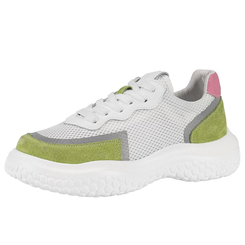 Advbridge New Women Chunky Shoes Fashion Mesh Vulcanized Shoes Green Lace-Up Women Sneakers Summer Outdoor Sport Shoes Tenis Feminino