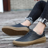 Advbridge Classic Men Black White Sneakers Soft Genuine Leather Men Shoes Lace-up Casual Flats Shoes All-match Minimalist Sneakers for Men