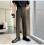 Advbridge Men Hem Split Fashion Casual Straight Suit Pant Man Japan Korean Streetwear Business Chic Pants Male Trousers