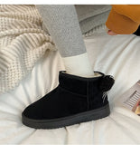 Advbridge Snow Boots Women's Short Tube Thickened Cotton Shoes Winter Suede Platform Keep Warm Plush Women Ankle Boots Girls Black