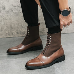 Advbridge Brand Luxury Designer Brand Dress Office Shoes for Men Genuine Leather Fashion Chelsea Casual Boots Retro Ankle Boot Footwear