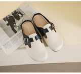 Advbridge Mixed Color Clogs Shoes Woman Cut-out Sandals Trendy Buckle Belt Slippers Home&Outdoor Casual Slides Round Closed Toe Mules