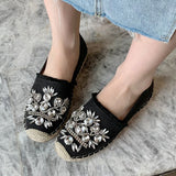 Advbridge Womens Shoes For Female Slides Autumn New Slip-On Gladiator Luxury Rhinestones Loafers Casual Round Toe Ethnic Ladies Flats