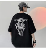 Advbridge Lone astronaut Printed T-shirts Summer Men Women Fashion Casual Oversize Tshirts Neutral High Street Loose Black Tee Tops