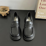 Advbridge British Style Shoes Woman Flats Slip-on Oxfords Clogs Platform Autumn Preppy Dress Slip On Leather New Creepers Fall PU Hoof Hee
