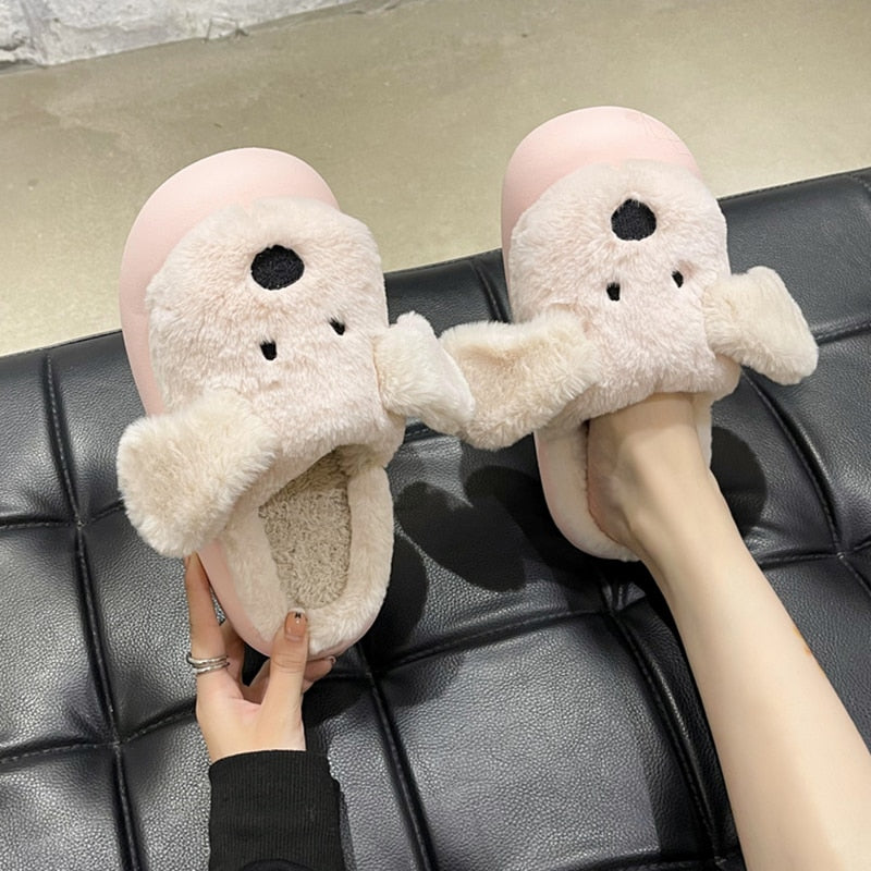 Advbridge Slippers Casual Room Shoes Slides Fur Flip Flops Low Flock Luxury Massage Flat Plush with fur Rome Basic Short Flat Shoes Female