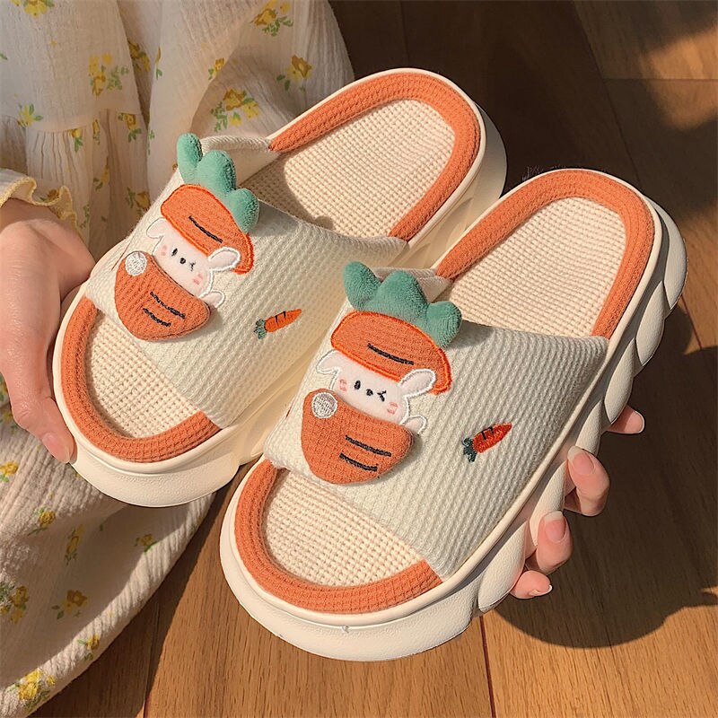 Advbridge cute women slippers linen sandals slippers summer college girls sandals spring autumn non-slip home shoes women's shoes