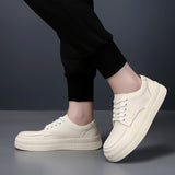 Advbridge Thick Bottom Casual Leather Shoes Men Fashion Breathable Skate Shoes Men Comfortable School Running Shoes Lightweight Men Shoes