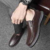 Advbridge New Brand Driving Shoes Fashion Genuine Leather Casual Shoes Men Lightweight Mens Slip on Office Shoes Male Comfortable Loafers
