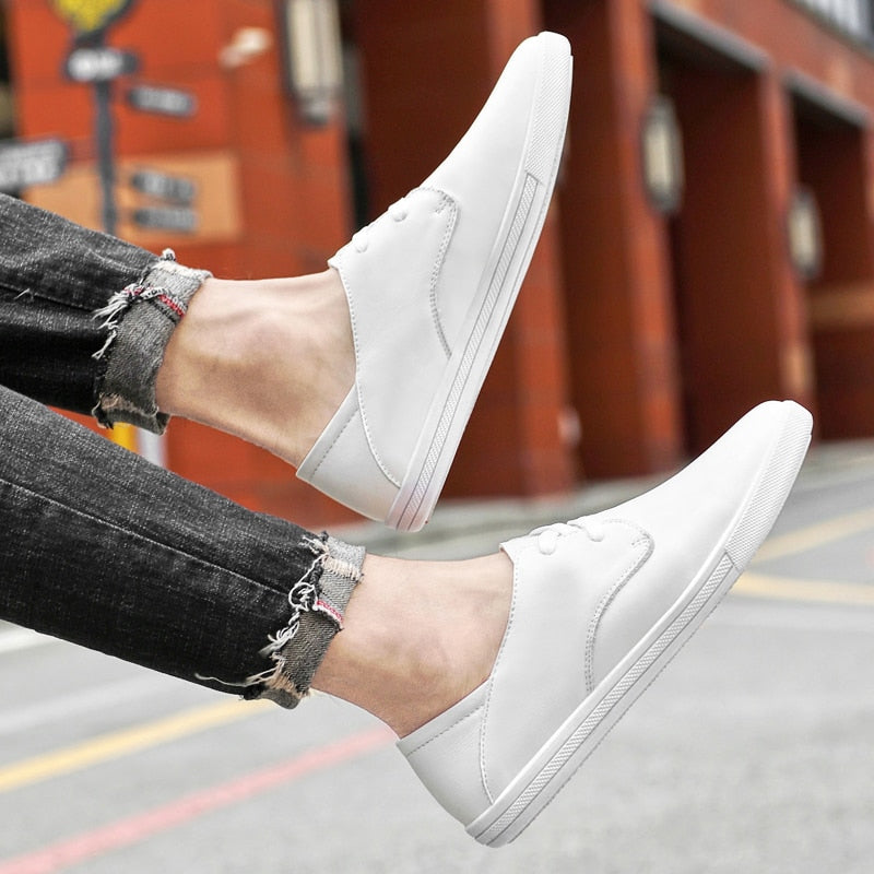 Advbridge Genuine Leather Men Casual Shoes Italian Mens Oxfords Breathable White Sneakers Male Driving Loafers Daily Office Formal Shoes
