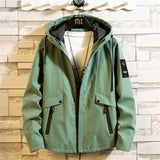 Advbridge Men's Cargo Jacket Zipper Hoodie Coat Loose Tops Tide Korean Hooded Jackets Coats