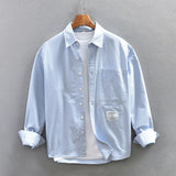 Advbridge White Fashion Shirts for Men Long Sleeve Turn-down Collar Be All-match Tops Male Pure Cotton Button Up Shirt Clothing